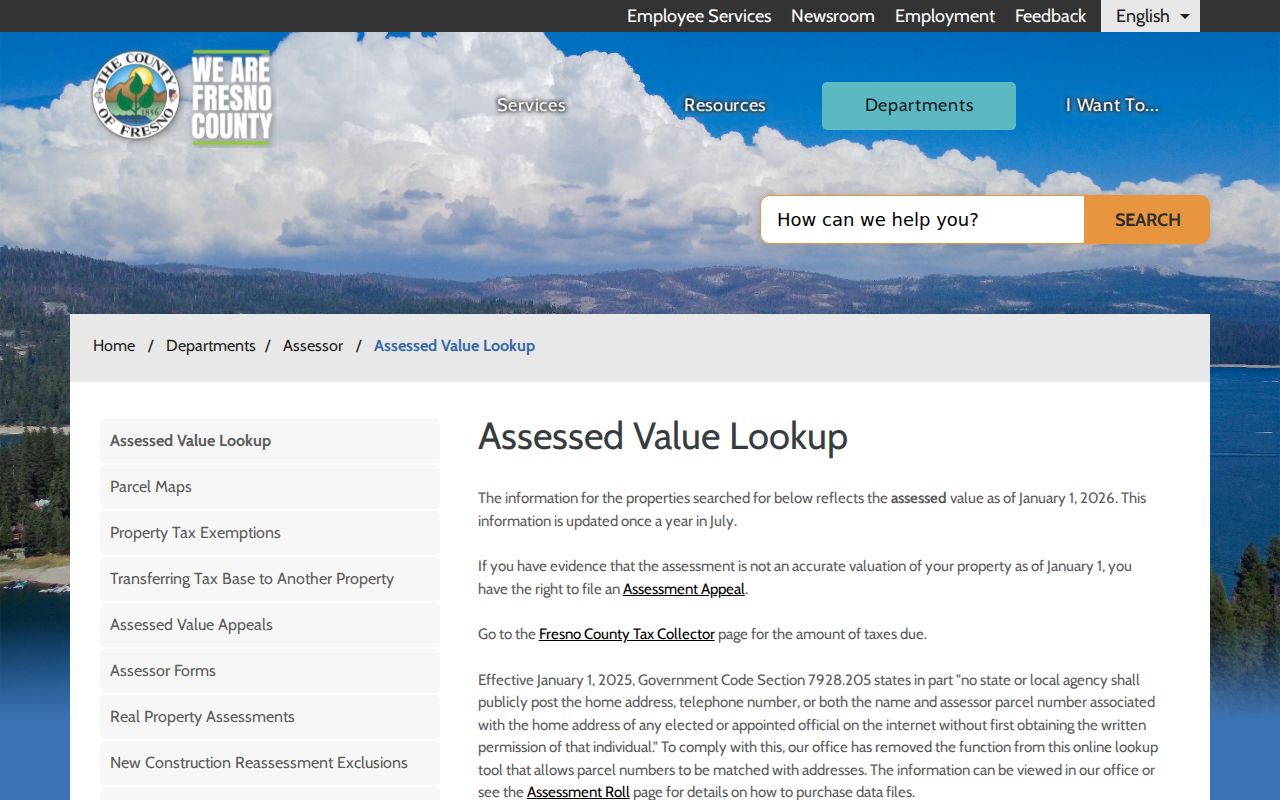 Clovis people search Fresno County assessed value lookup limit