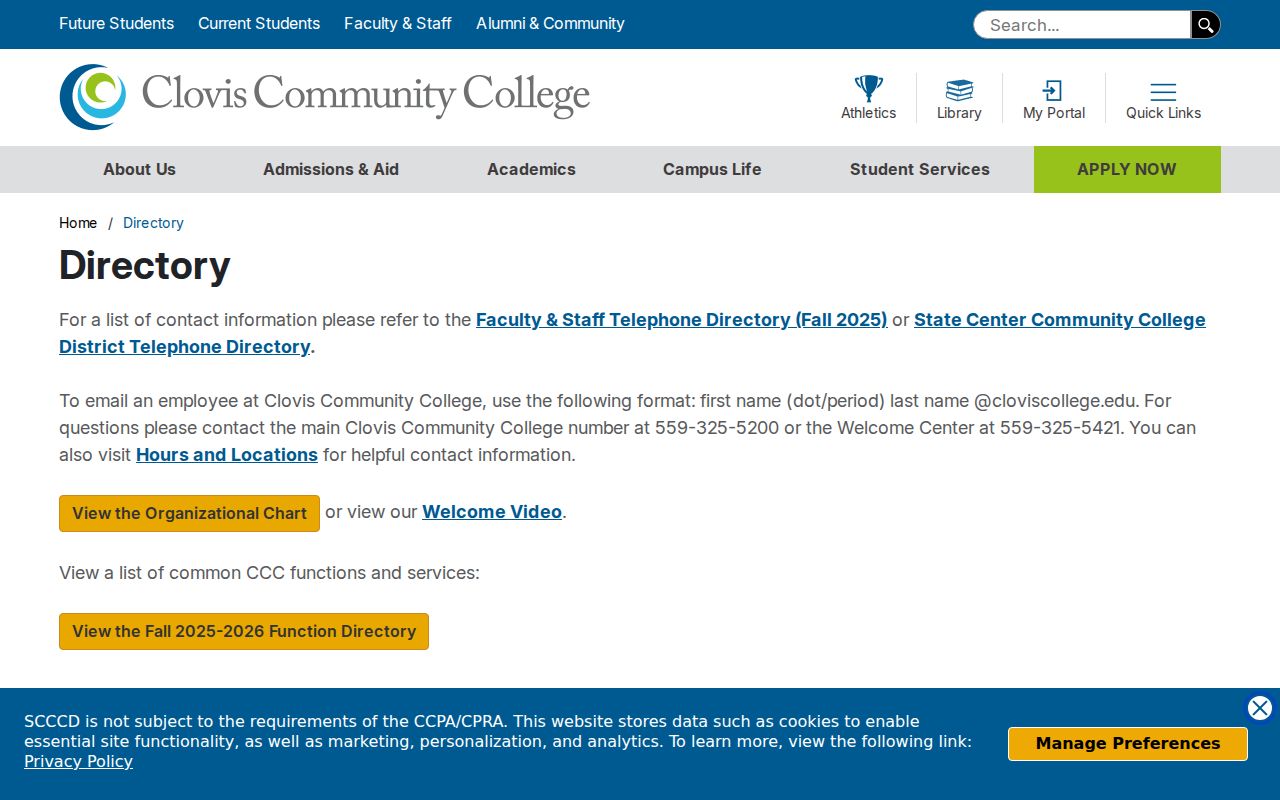 Clovis people directories Clovis Community College faculty staff directory