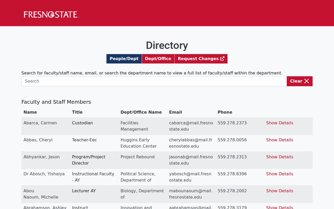 Clovis people directories Fresno State faculty staff directory