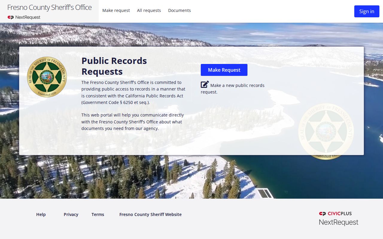 Clovis public records Fresno Sheriff NextRequest portal