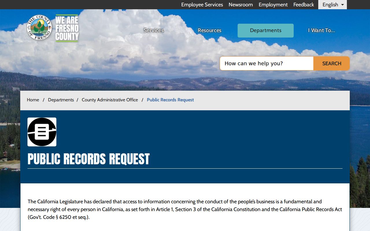 Clovis public records Fresno County public records request page
